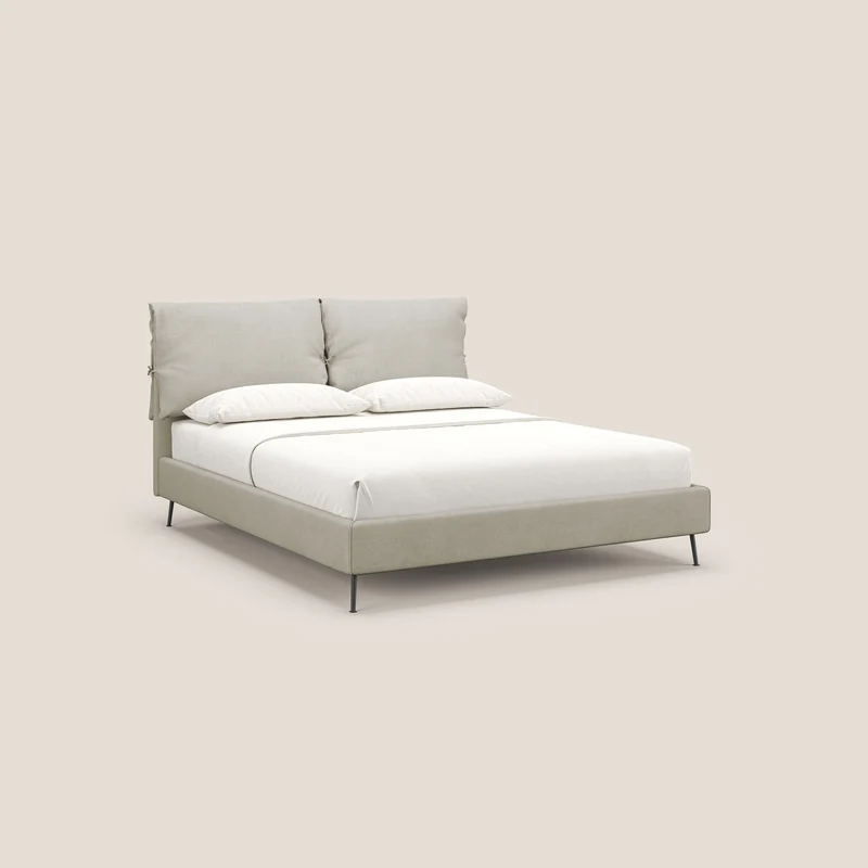 Artemisia lit rembourré avec pieds hauts déhoussable en tissu détachable T17 crème