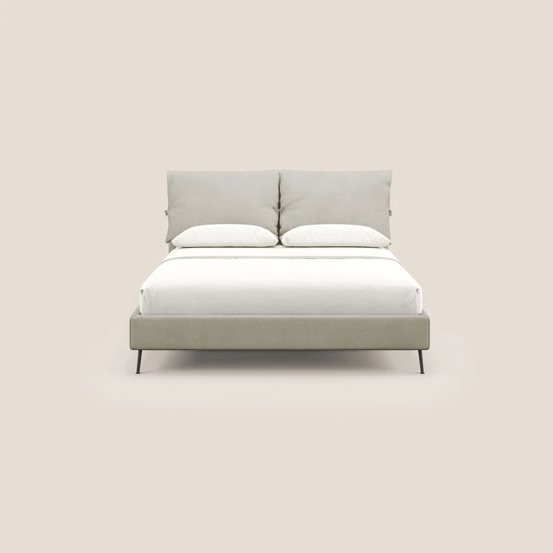 Artemisia lit rembourré avec pieds hauts déhoussable en tissu détachable T17 crème