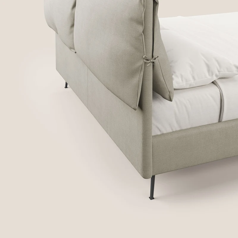 Artemisia lit rembourré avec pieds hauts déhoussable en tissu détachable T17 crème
