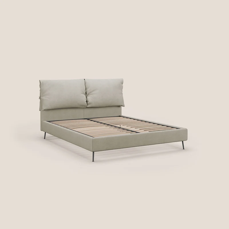 Artemisia lit rembourré avec pieds hauts déhoussable en tissu détachable T17 crème