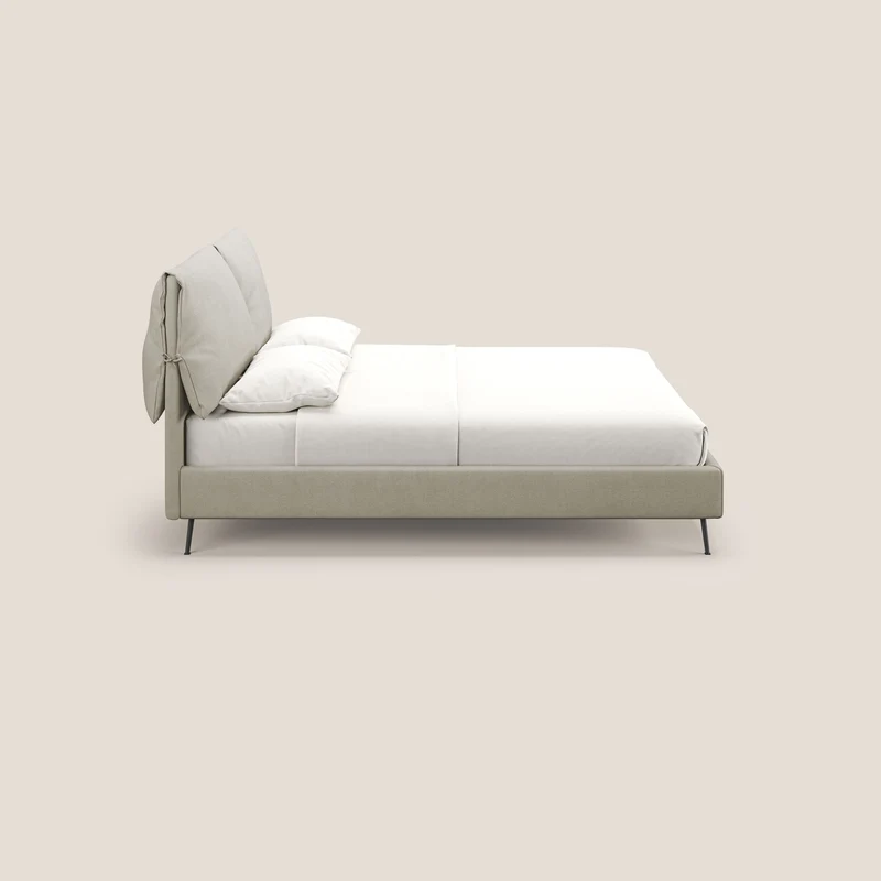 Artemisia lit rembourré avec pieds hauts déhoussable en tissu détachable T17 crème