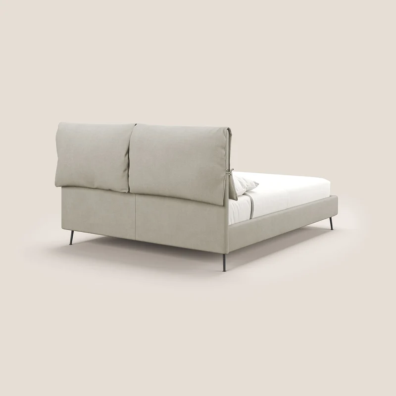 Artemisia lit rembourré avec pieds hauts déhoussable en tissu détachable T17 crème