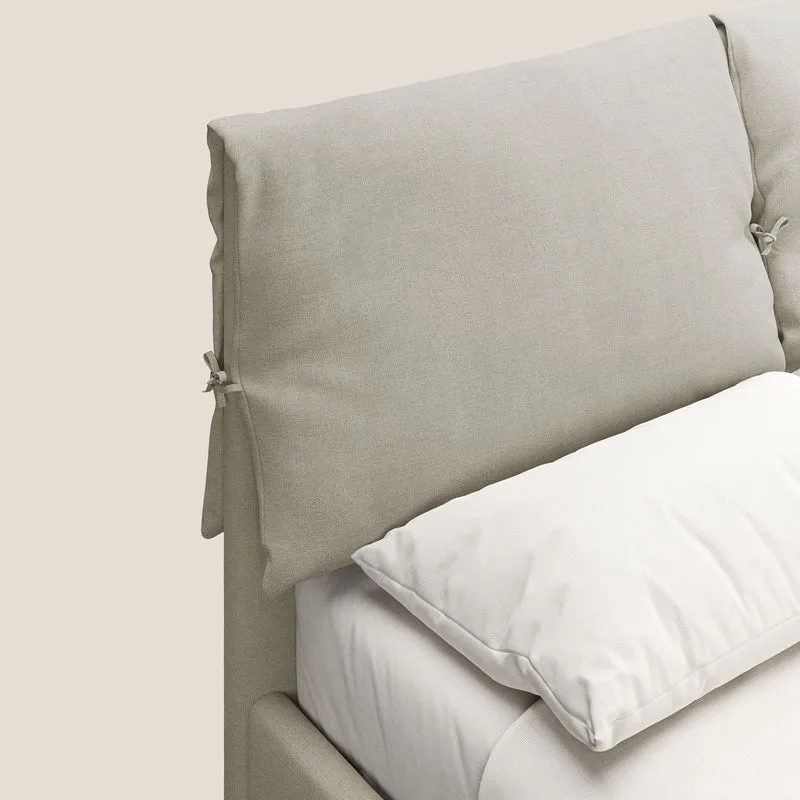 Artemisia lit rembourré avec pieds hauts déhoussable en tissu détachable T17 crème