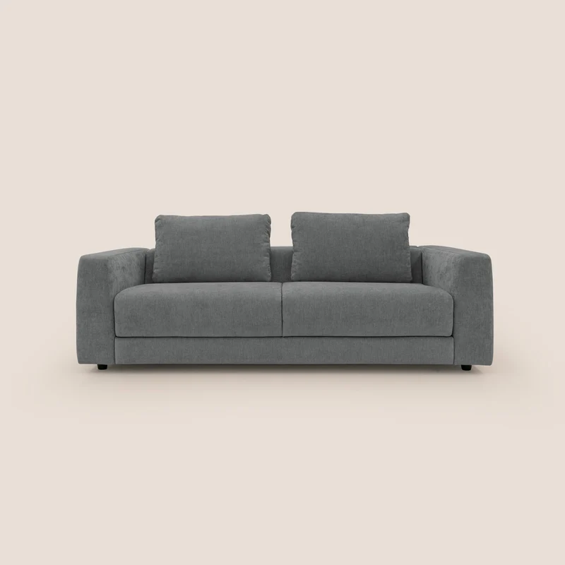 Freia Canapé convertible minimaliste matelas h15cm aux dossiers moelleux en tissu imperméable T14 gris