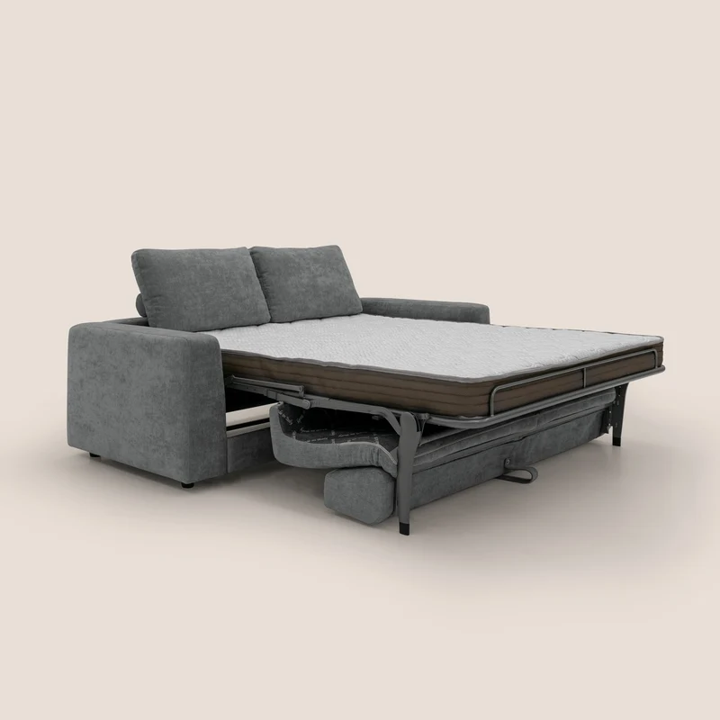 Freia Canapé convertible minimaliste matelas h15cm aux dossiers moelleux en tissu imperméable T14 gris