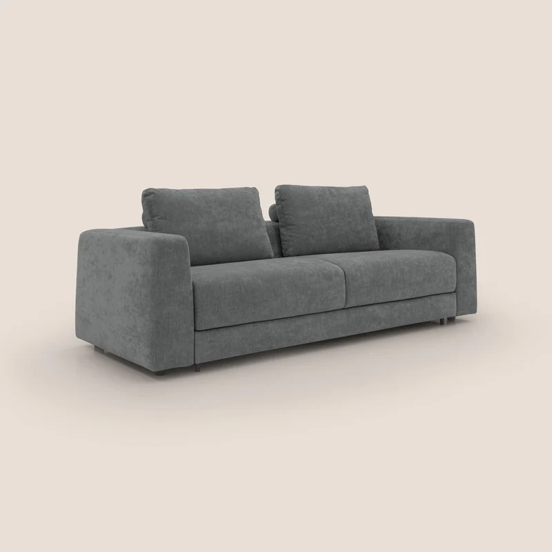 Freia Canapé convertible minimaliste matelas h15cm aux dossiers moelleux en tissu imperméable T14 gris