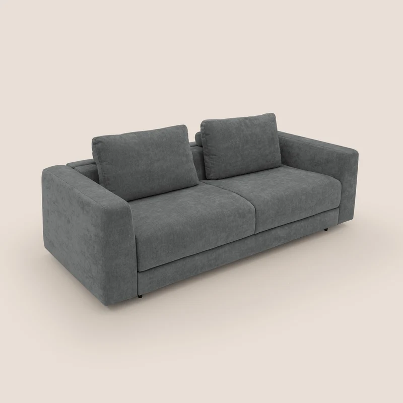 Freia Canapé convertible minimaliste matelas h15cm aux dossiers moelleux en tissu imperméable T14 gris
