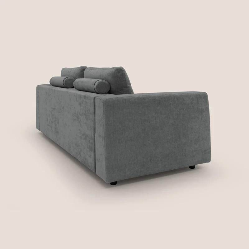 Freia Canapé convertible minimaliste matelas h15cm aux dossiers moelleux en tissu imperméable T14 gris