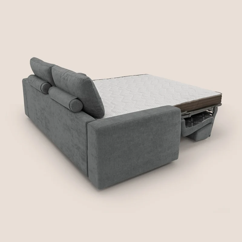 Freia Canapé convertible minimaliste matelas h15cm aux dossiers moelleux en tissu imperméable T14 gris