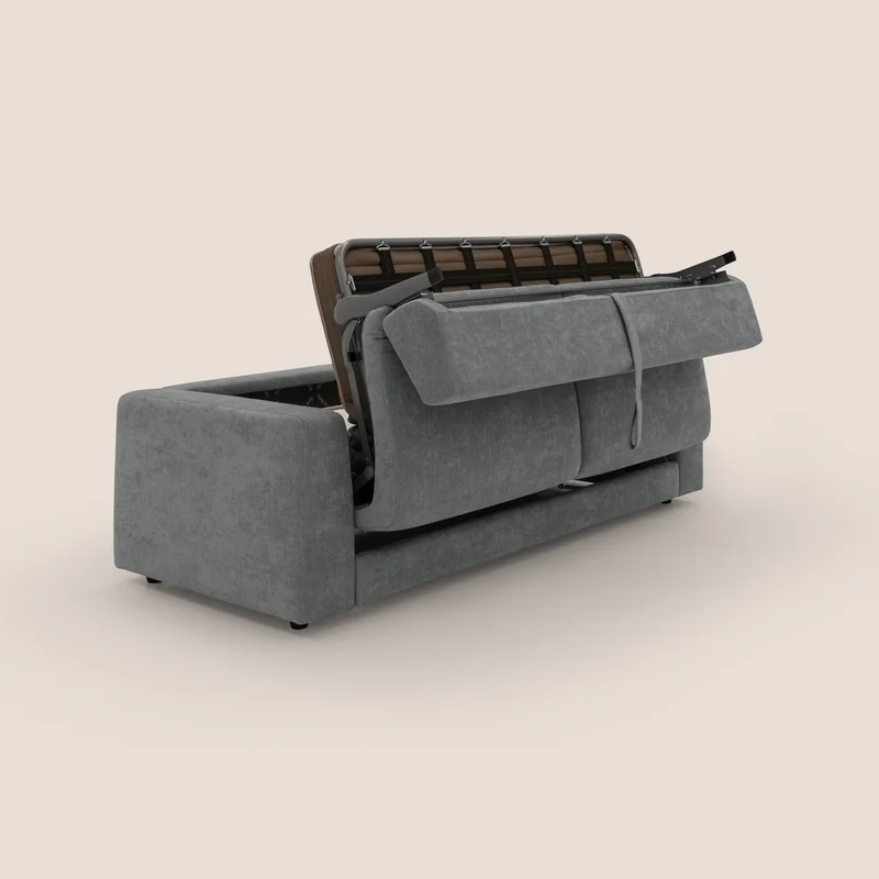 Freia Canapé convertible minimaliste matelas h15cm aux dossiers moelleux en tissu imperméable T14 gris