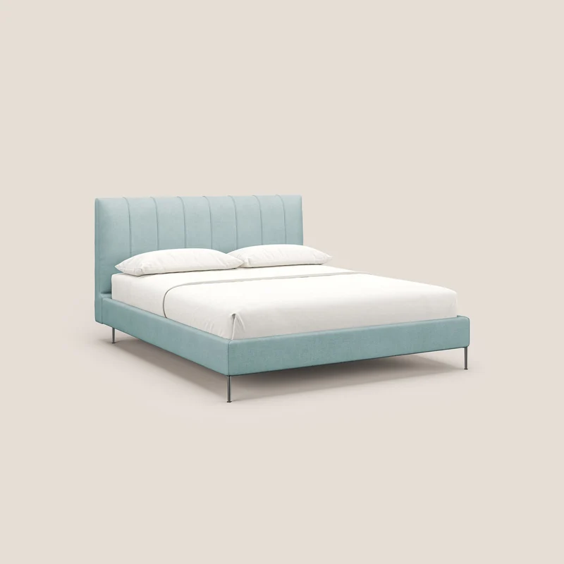 Calliope lit rembourré aux pieds hauts complètement déhoussable en tissu détachable T17 vert d'eau