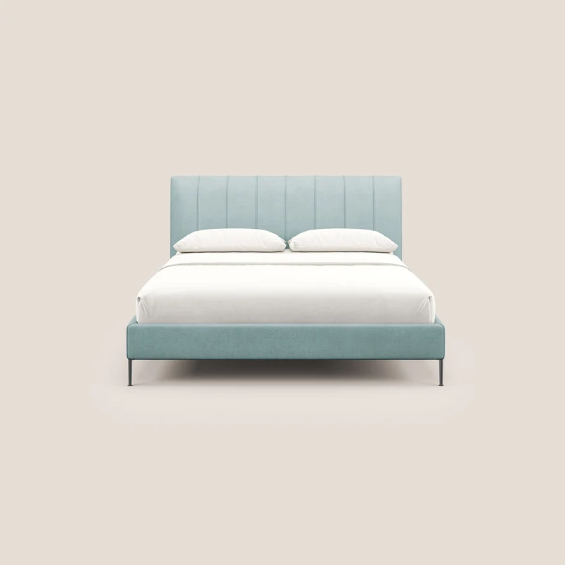 Calliope lit rembourré aux pieds hauts complètement déhoussable en tissu détachable T17 vert d'eau
