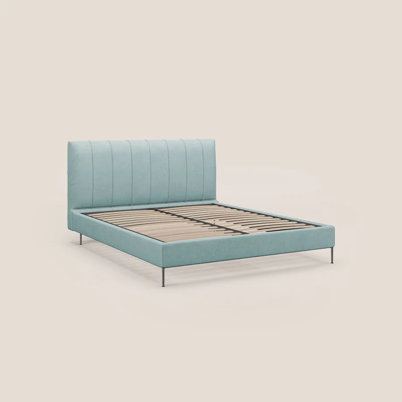 Calliope lit rembourré aux pieds hauts complètement déhoussable en tissu détachable T17 vert d'eau