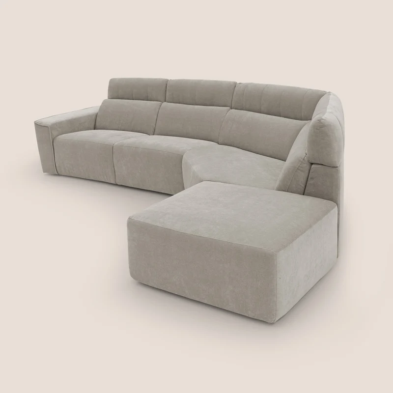 Clark Canapé d'angle avec option relax électrique en tissu imperméable et détachable T17 beige