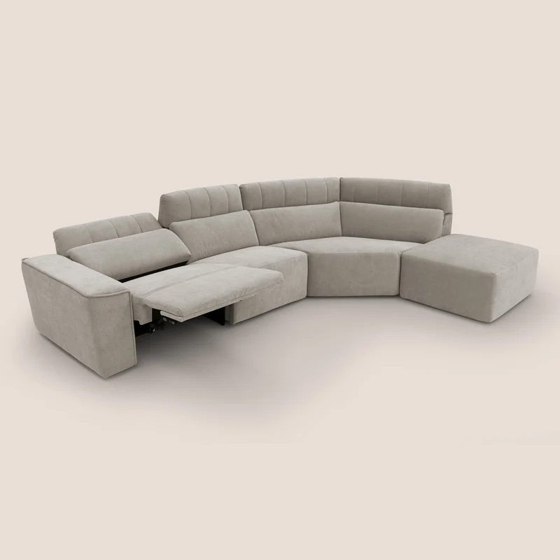 Clark Canapé d'angle avec option relax électrique en tissu imperméable et détachable T17 beige