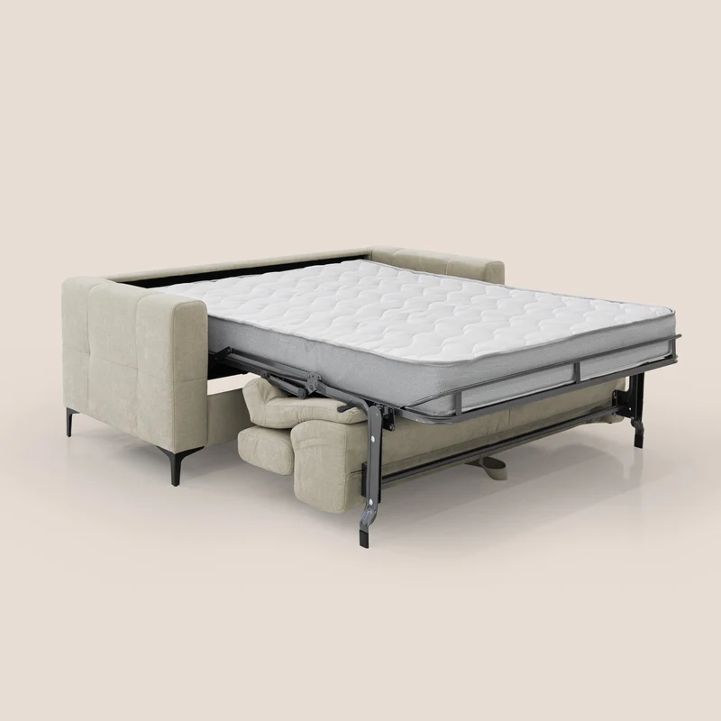 Gardenia canapé convertible matelas H 18cm avec têtières réglables et revêtement imperméable T02 crème