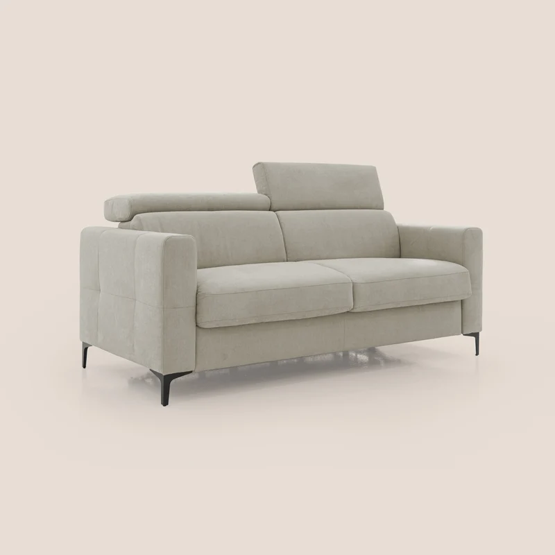 Gardenia canapé convertible matelas H 18cm avec têtières réglables et revêtement imperméable T02 crème