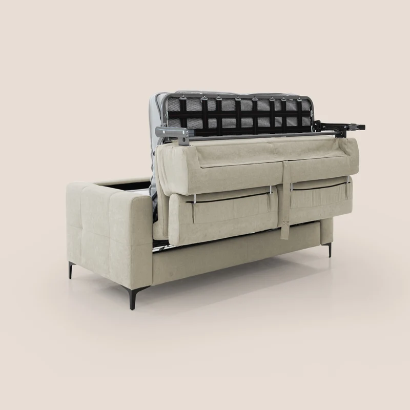 Gardenia canapé convertible matelas H 18cm avec têtières réglables et revêtement imperméable T02 crème