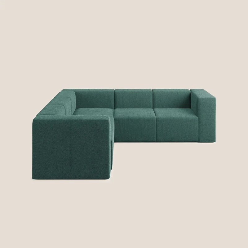 Nettuno canapé d'angle reversible modulable en bouclette douce T07 vert