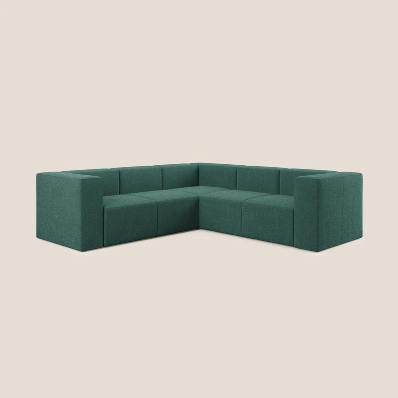Nettuno canapé d'angle reversible modulable en bouclette douce T07 vert