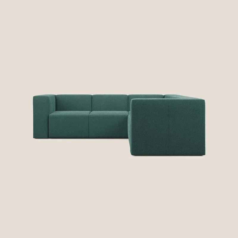 Nettuno canapé d'angle reversible modulable en bouclette douce T07 vert
