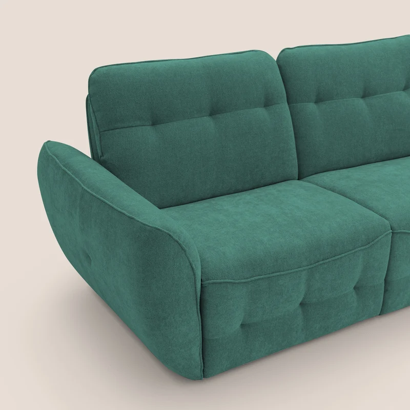 Cerbero canapé d'angle avec pouf terminal en bouclette douce imperméable T07 vert