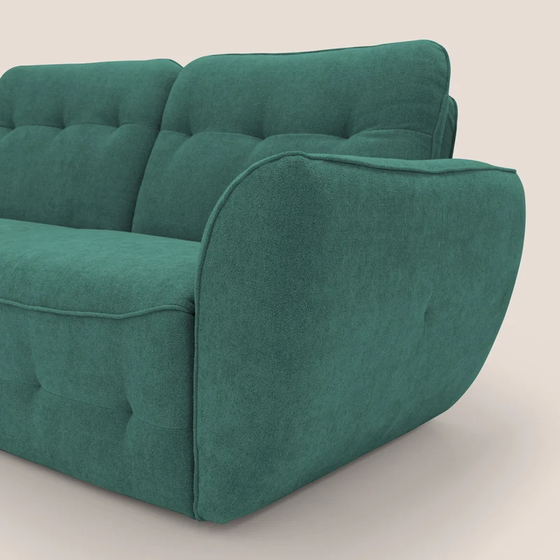 Cerbero canapé d'angle avec pouf terminal en bouclette douce imperméable T07 vert
