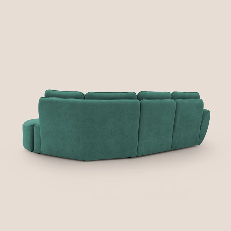 Cerbero canapé d'angle avec pouf terminal en bouclette douce imperméable T07 vert