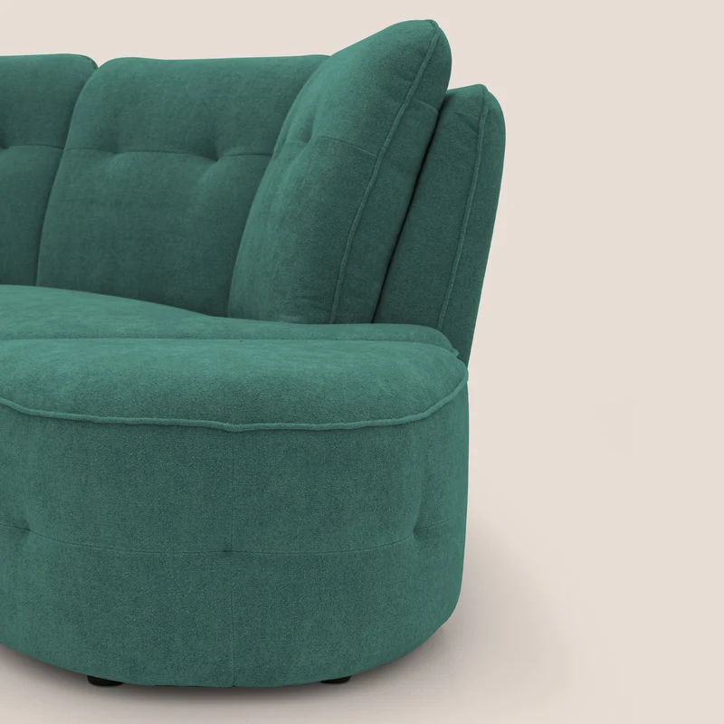 Cerbero canapé d'angle avec pouf terminal en bouclette douce imperméable T07 vert