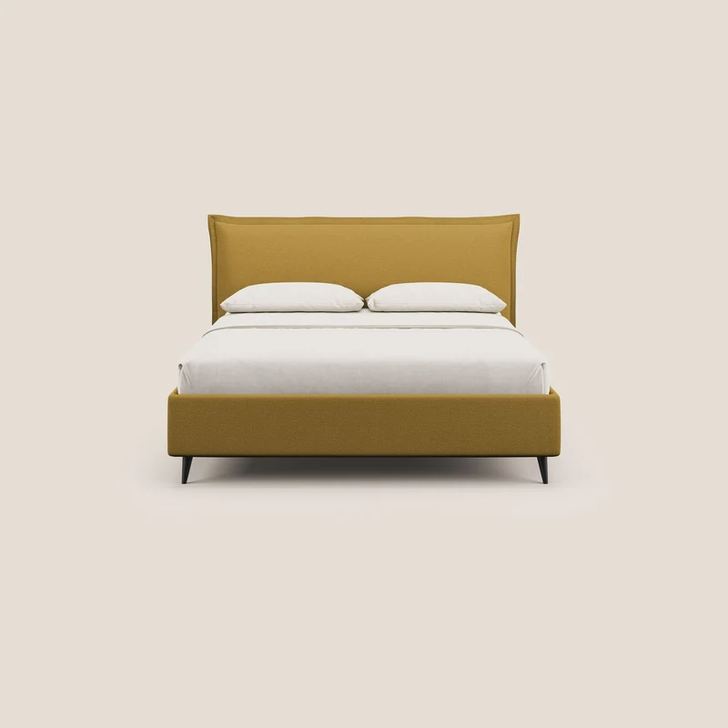 Hans lit rembourré avec coffre au style minimaliste en tissu imperméable T19 jaune