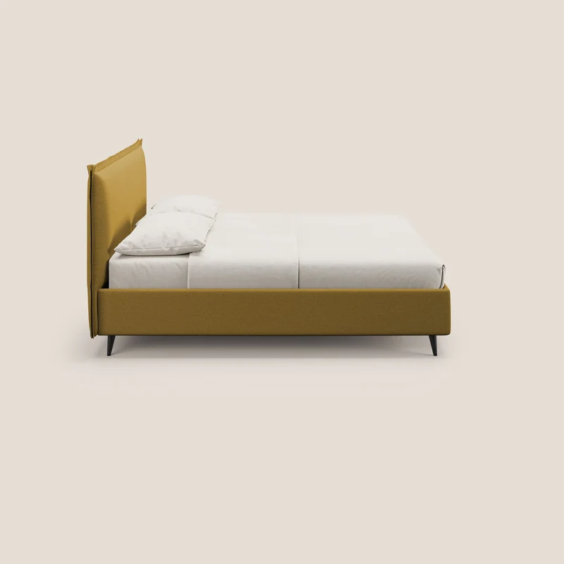 Hans lit rembourré avec coffre au style minimaliste en tissu imperméable T19 jaune