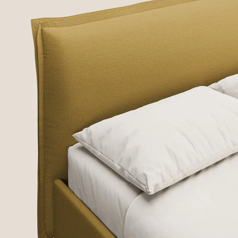 Hans lit rembourré avec coffre au style minimaliste en tissu imperméable T19 jaune