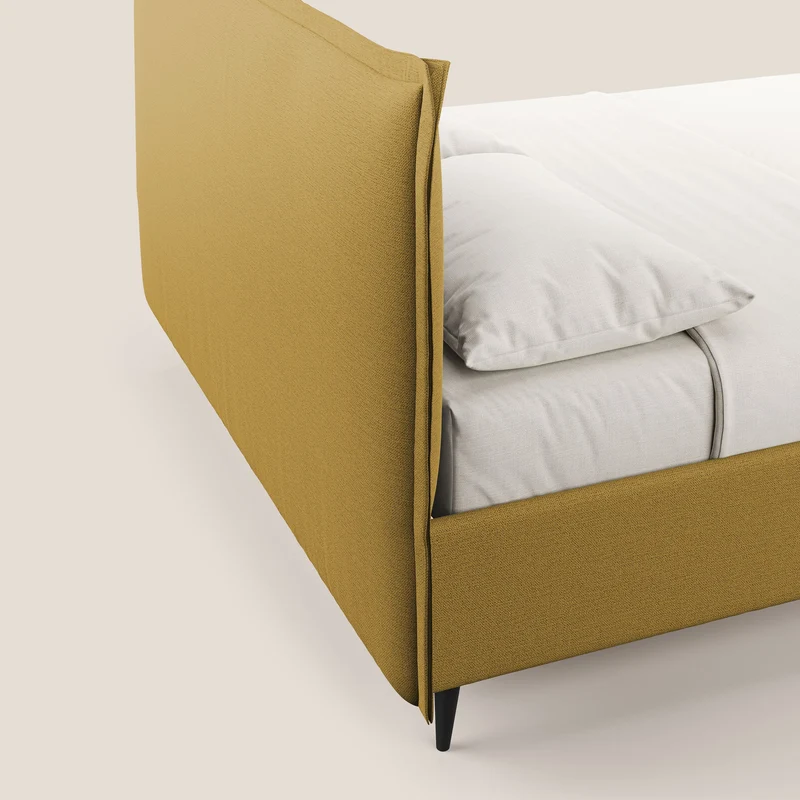 Hans lit rembourré avec coffre au style minimaliste en tissu imperméable T19 jaune