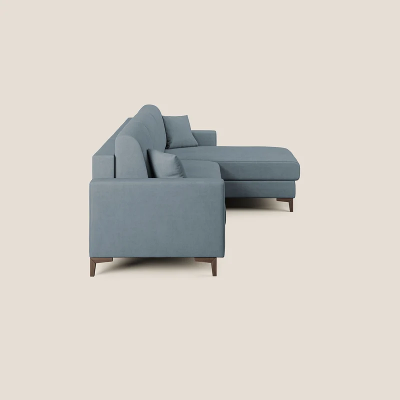 Kafka canapé d'angle convertible en tissu doux imperméable T02 sucre glace