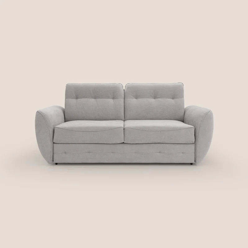 Zeus Canapé convertible scandinave avec dossier haut et matelas H18 cm en tissu imperméable T02 gris clair