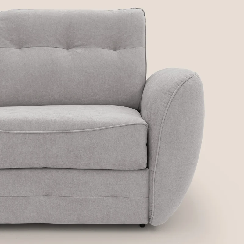Zeus Canapé convertible scandinave avec dossier haut et matelas H18 cm en tissu imperméable T02 gris clair