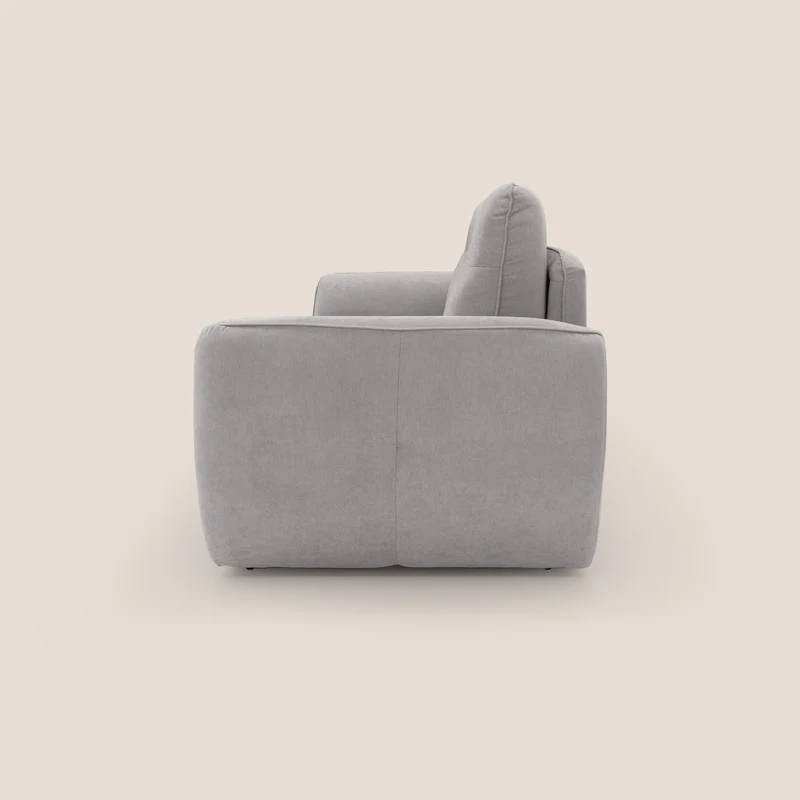 Zeus Canapé convertible scandinave avec dossier haut et matelas H18 cm en tissu imperméable T02 gris clair