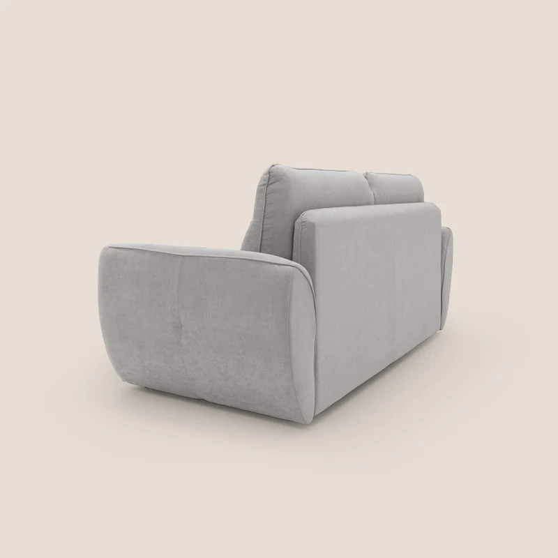 Zeus Canapé convertible scandinave avec dossier haut et matelas H18 cm en tissu imperméable T02 gris clair