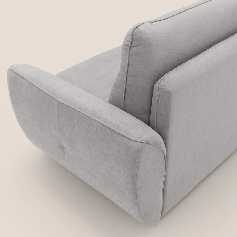Zeus Canapé convertible scandinave avec dossier haut et matelas H18 cm en tissu imperméable T02 gris clair