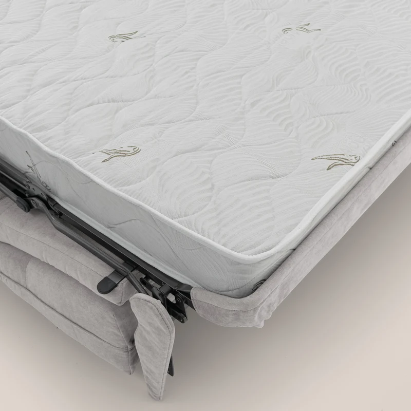 Zeus Canapé convertible scandinave avec dossier haut et matelas H18 cm en tissu imperméable T02 gris clair