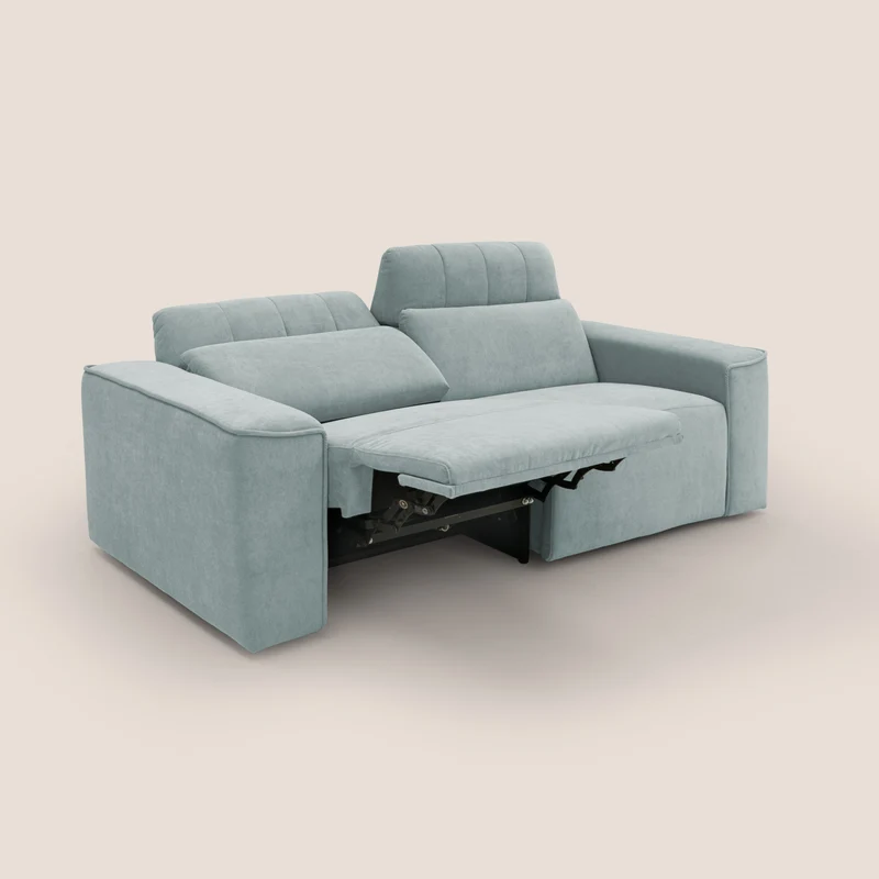 Clark Canapé modulable avec option relax électrique en tissu imperméable et détachable T17 vert d'eau