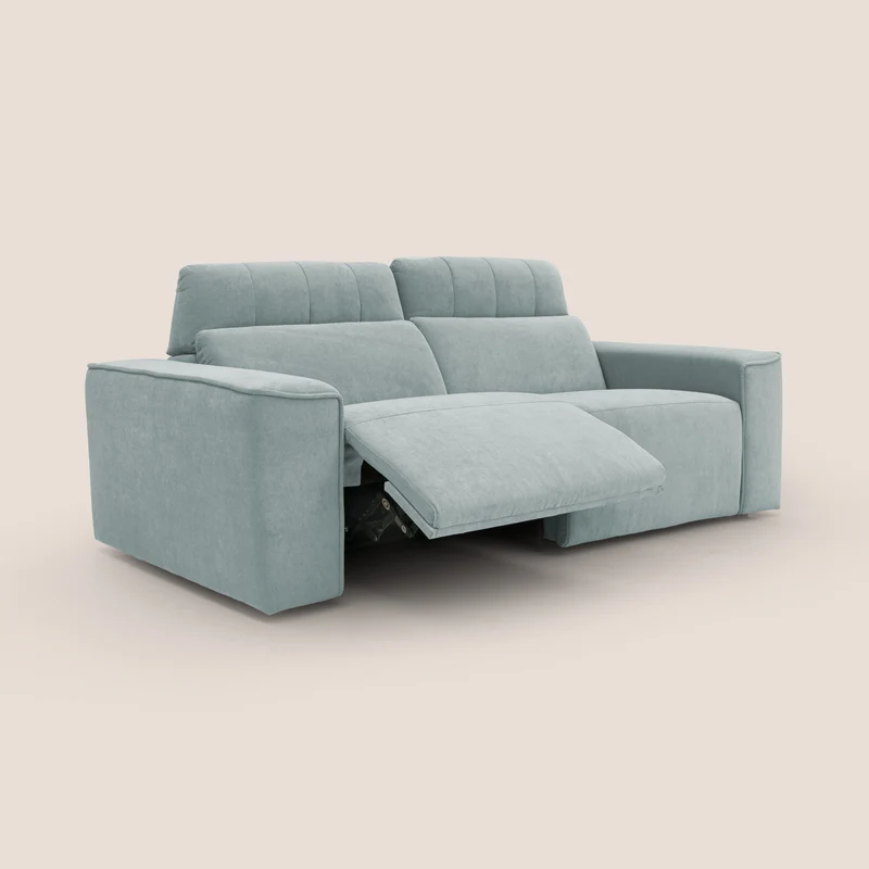 Clark Canapé modulable avec option relax électrique en tissu imperméable et détachable T17 vert d'eau