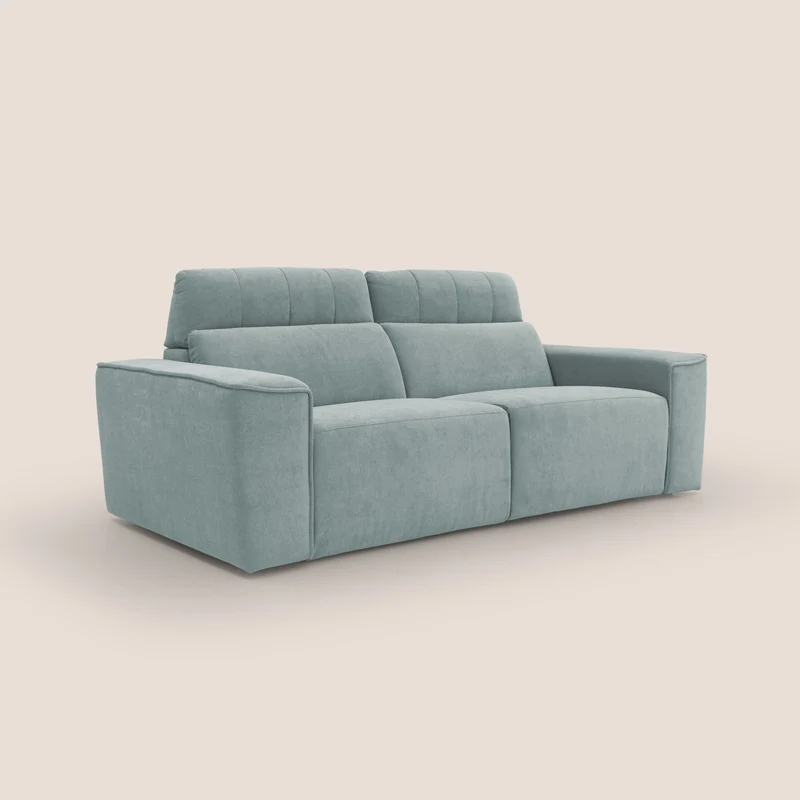Clark Canapé modulable avec option relax électrique en tissu imperméable et détachable T17 vert d'eau