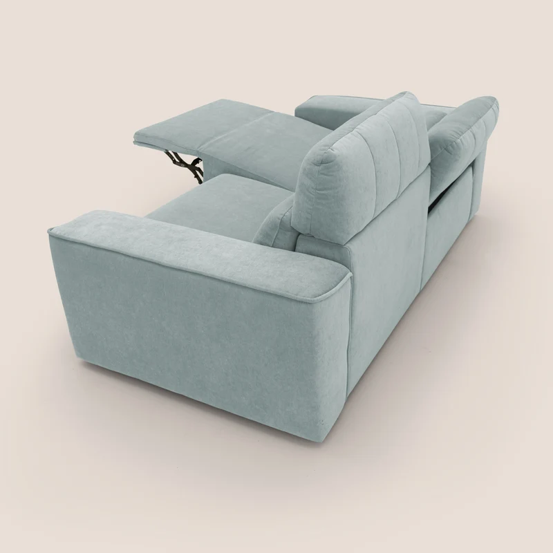 Clark Canapé modulable avec option relax électrique en tissu imperméable et détachable T17 vert d'eau