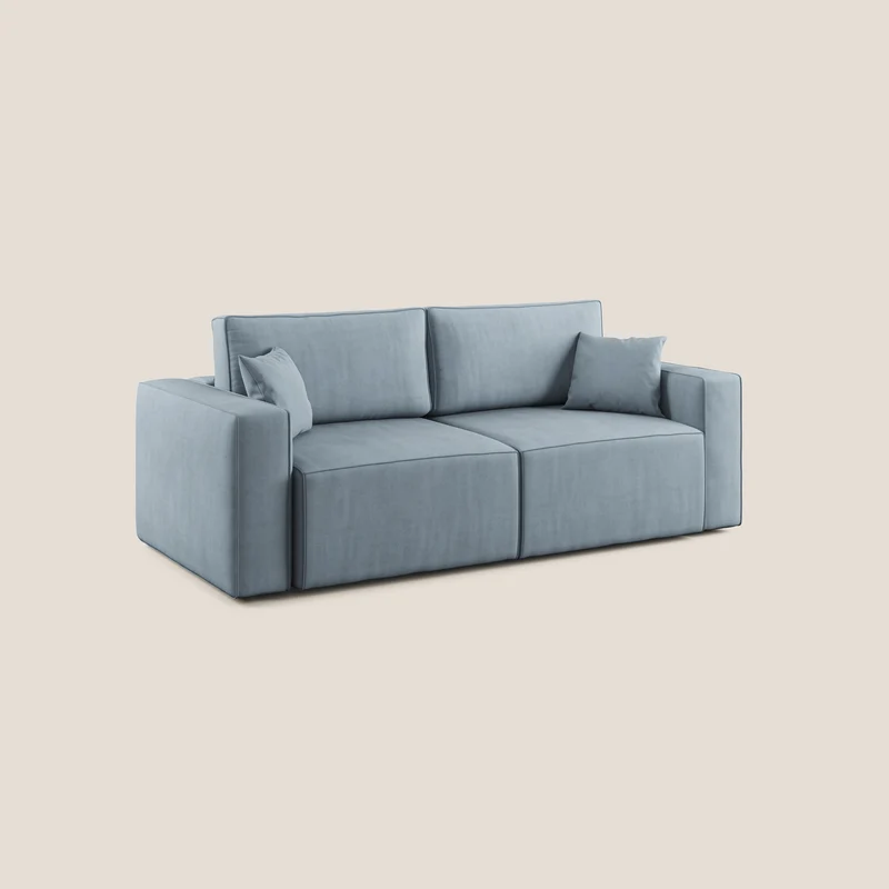 Morfeo canapé avec assise extractible en tissu imperméable T02 bleu pastel