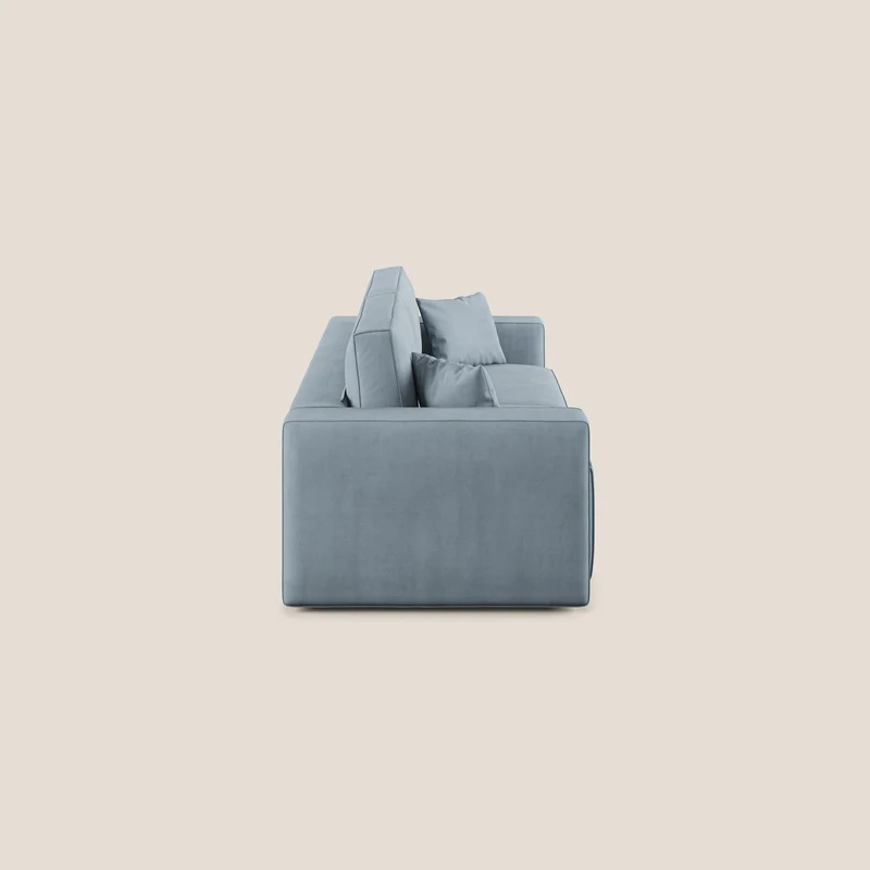 Morfeo canapé avec assise extractible en tissu imperméable T02 bleu pastel