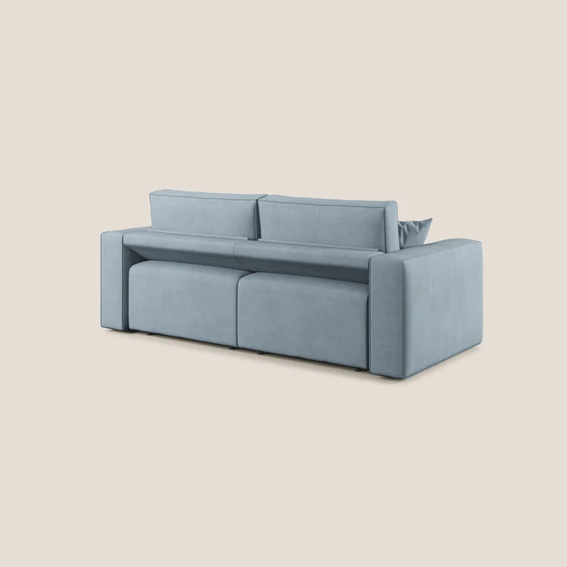 Morfeo canapé avec assise extractible en tissu imperméable T02 bleu pastel