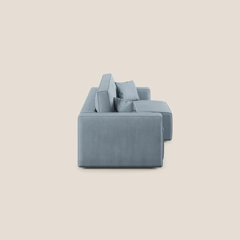 Morfeo canapé avec assise extractible en tissu imperméable T02 bleu pastel