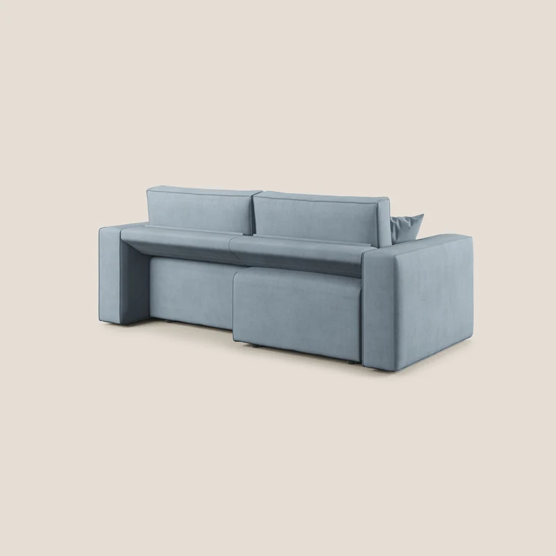 Morfeo canapé avec assise extractible en tissu imperméable T02 bleu pastel