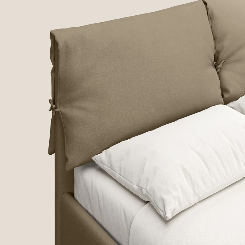 Susan lit rembourré avec coffre complètement déhoussable en microfibre détachable T11 Taupe tortora